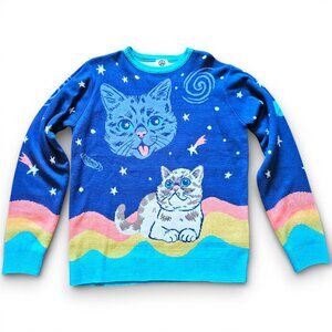 Good Job Lil Bub Knit Sweater Mister Marbles Space Cats Groovy Retro Size M